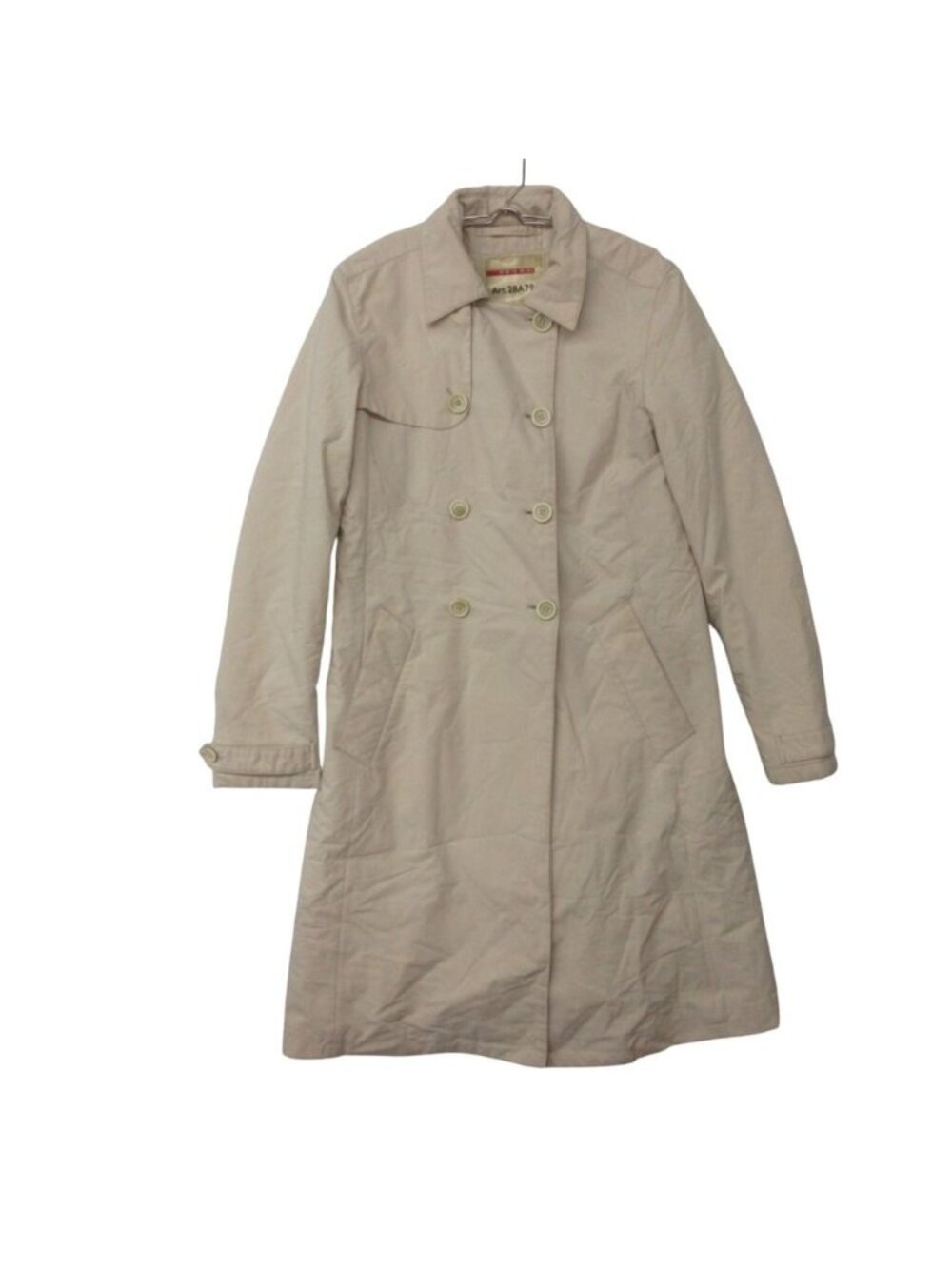 Prada Sports Trench Coat Nylon Polyester Long Light Beige